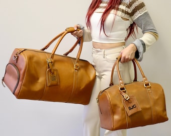 Leather Weekender Bag, Leather Duffle Bag, Large Travel Bag, Personalized Outdoor Bag, Holdall Bag, Groomsmen Gift Bag, Leather Gym Bag
