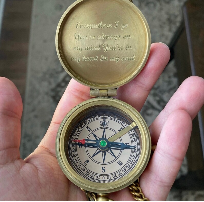 Personalized Brass Compass, Anniversary Gift for Him, With Optional ...