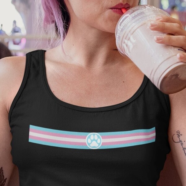 Minimalistic Trans Flag Proud Furries Fandom Shirt for Transgender Furry Pride Tank Top Outfit Clothing