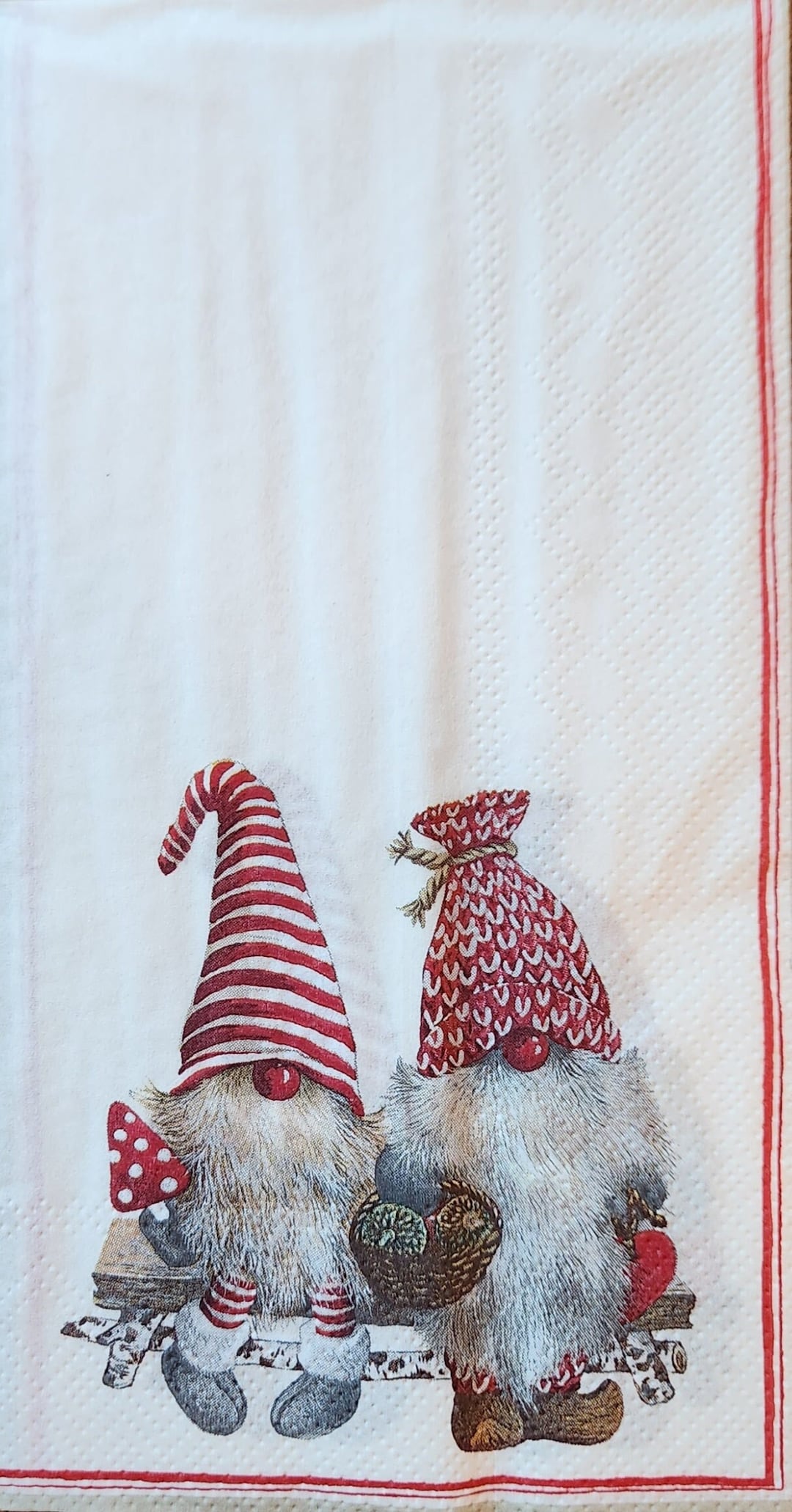 Christmas Gnome Paper Napkin for Decoupage Set of 4 Etsy
