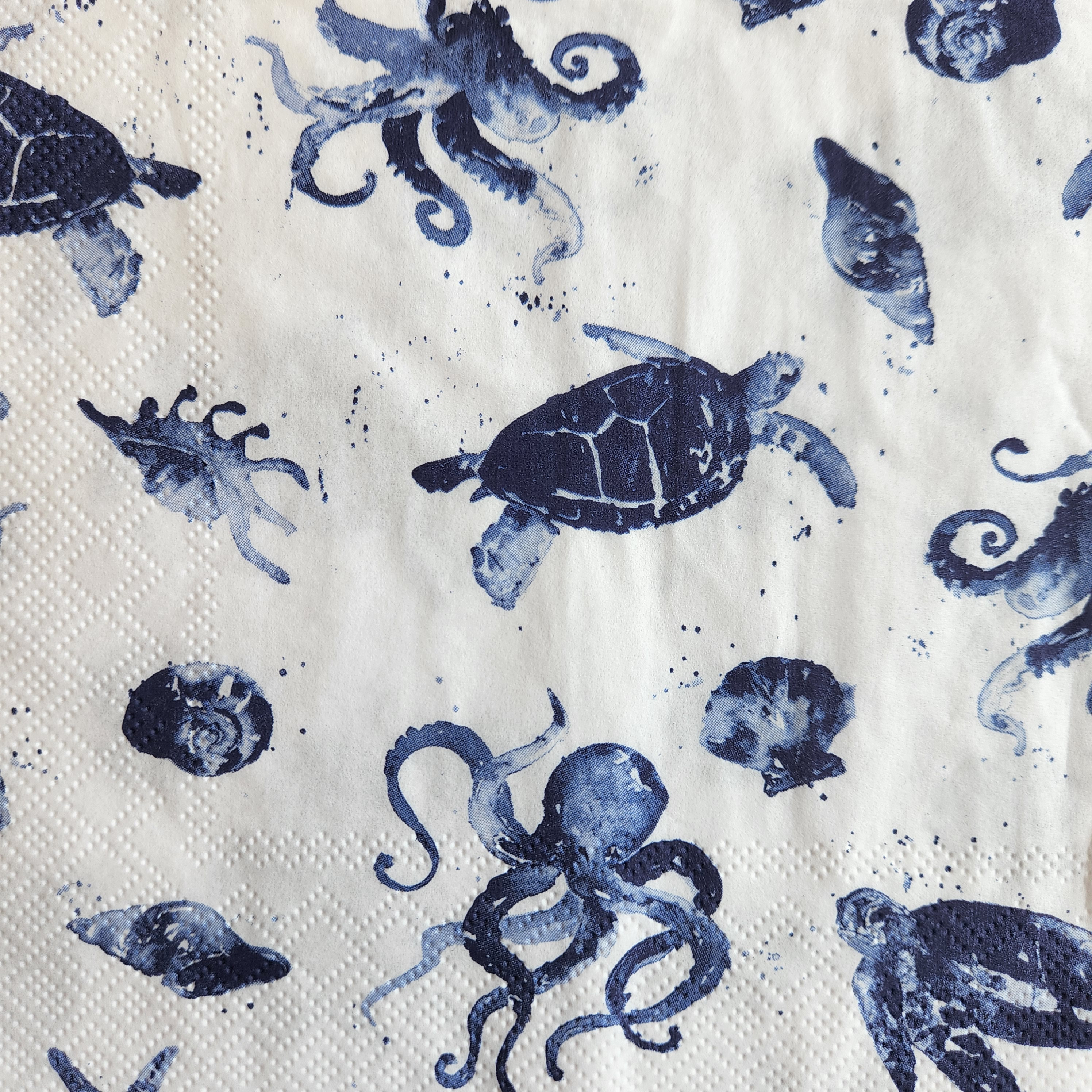 Blue and White Ocean Paper Napkin for Decoupage Sea Turtles Etsy