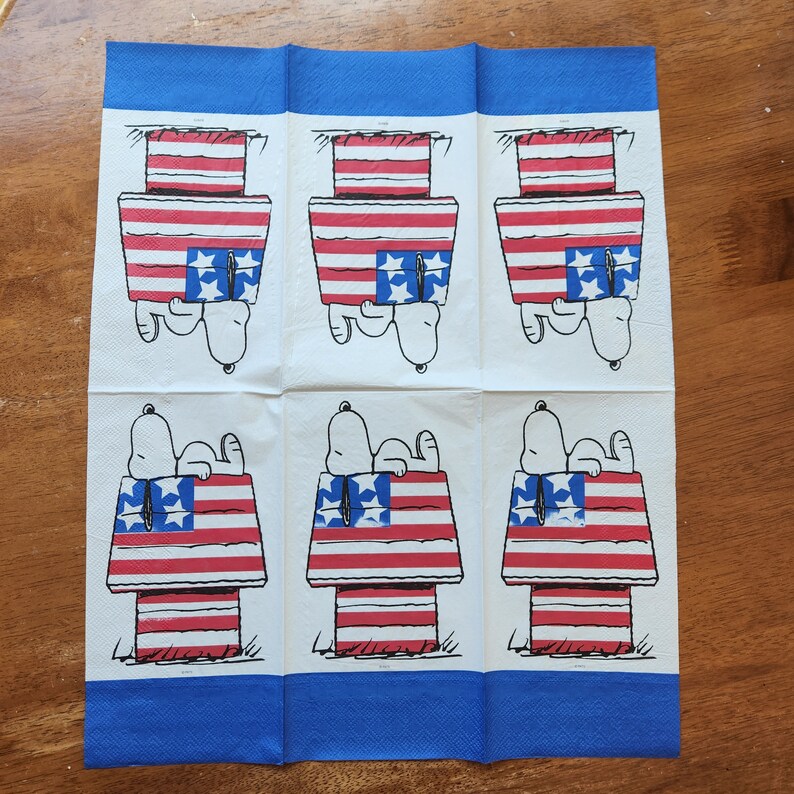 Patriotic Snoopy Paper Napkin for Decoupage Set of 4 Etsy