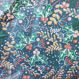 Christmas Holly Paper Napkin For Decoupage Set of 4