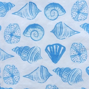Seashell Blue and White Paper Napkin for Decoupage  Set of 4