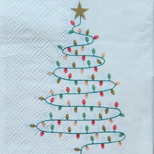 4x Christmas Tree Lights Paper Napkin for Decoupage Set of 4