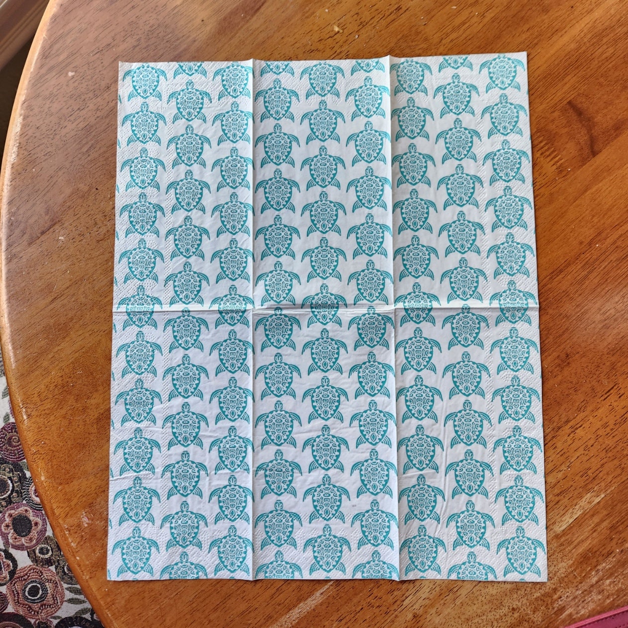 Turtle Napkin Tutorial 4x Turquoise Sea Turtles on a White Background Paper Napkin for ...