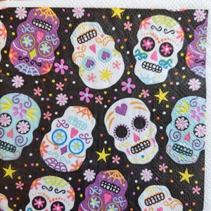 4x Sugar Skull Halloween Paper Napkin For Decoupage Set of 4