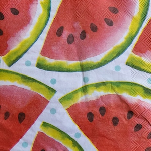 4x Paper Napkin For Decoupage Sweet Watermelon Slices on White Background Set of 4