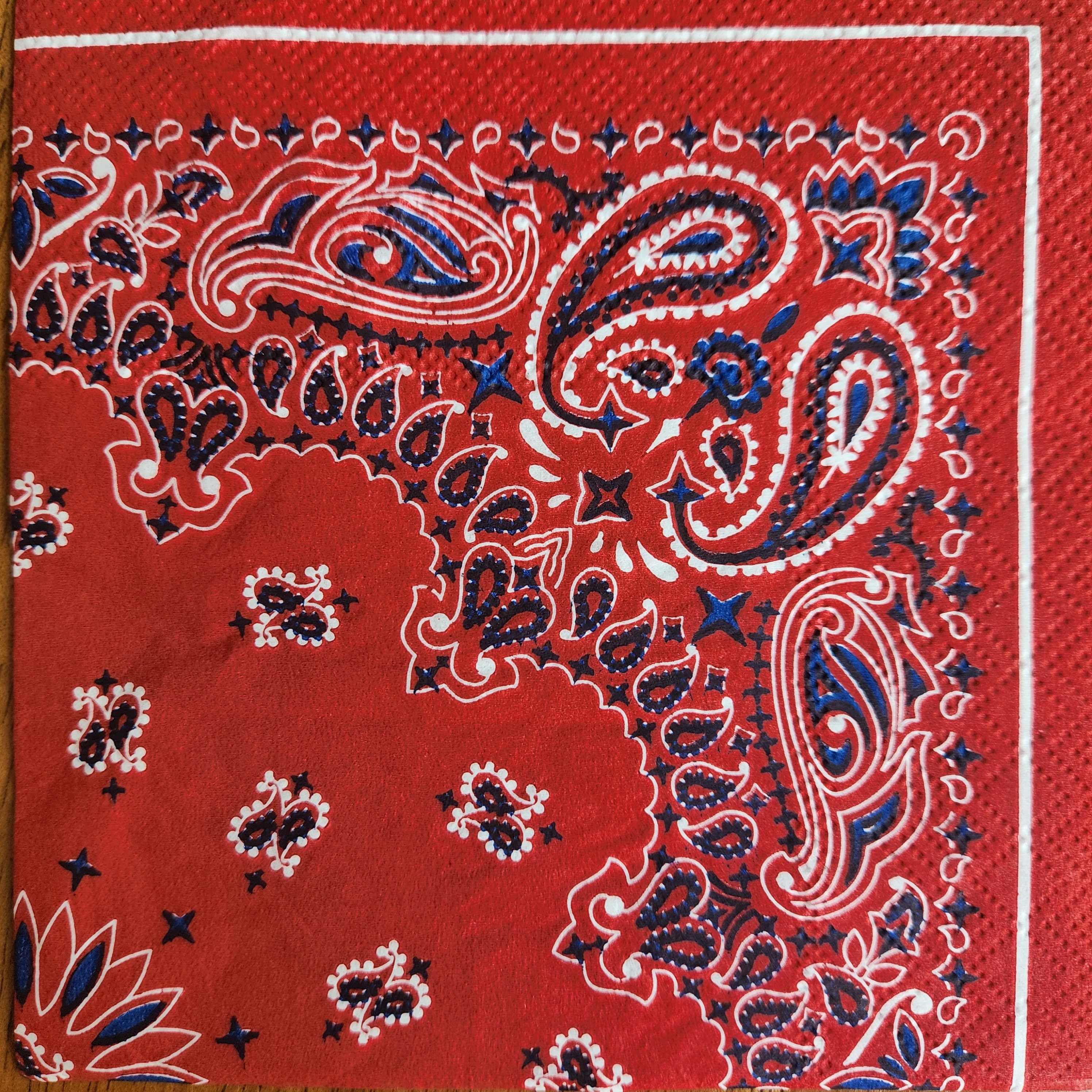 Red Bandana Paper Napkin for Decoupage Set of 4 Etsy