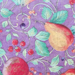 4x Pretty Pears and Berries on a Purple Background Paper Dinner Napkin for Decoupage Set of 4