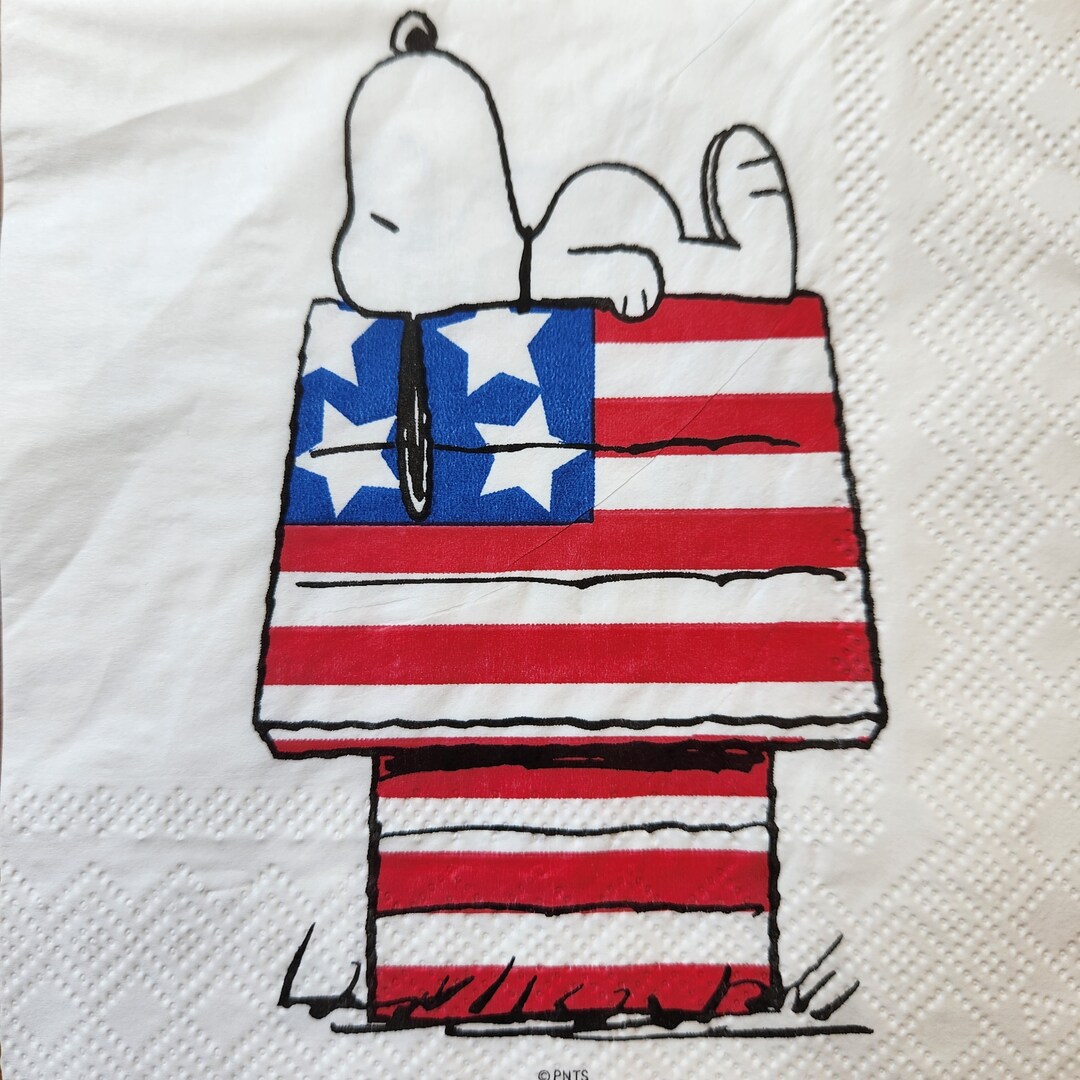 Patriotic Snoopy Paper Napkin for Decoupage Set of 4 Etsy
