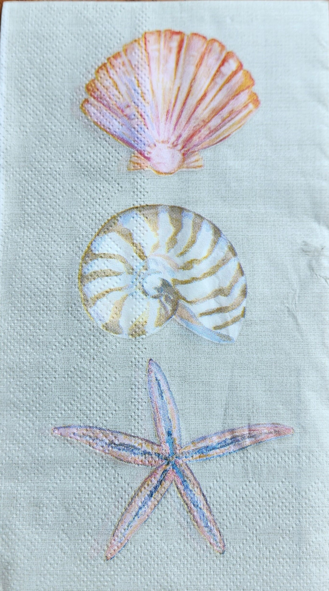 Shell Paper Napkins 4x Beach Ocean Seashell Paper Napkin for Decoupage Set of 4 - Etsy