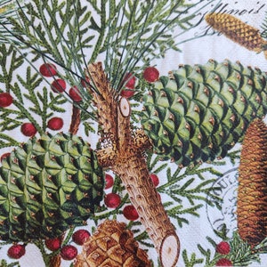 4x Pinecones and Branches Paper Luncheon Napkin For Decoupage Set of 4