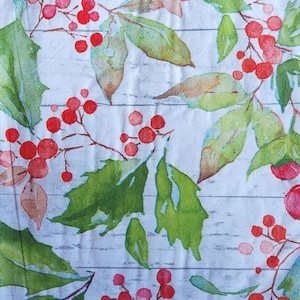 4x Holly Berry Mistletoe Paper Napkin for Decoupage Set of 4