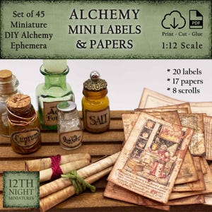 1:12 Miniature Printable Alchemist Labels, Papers and Scrolls