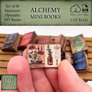 1:12 Druckbare Miniatur Alchemisten Bücher - Set von 10