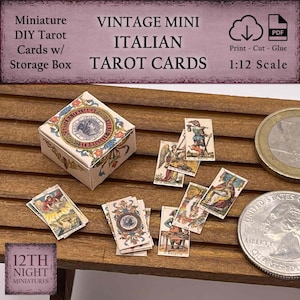 1:12 Miniatur Tarotkarten zum ausdrucken mit Box