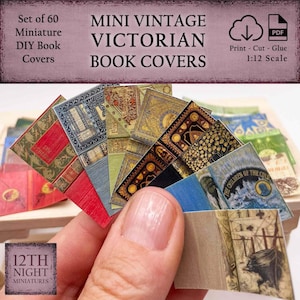 1:12 Miniature Printable Victorian Book Covers - Set of 60