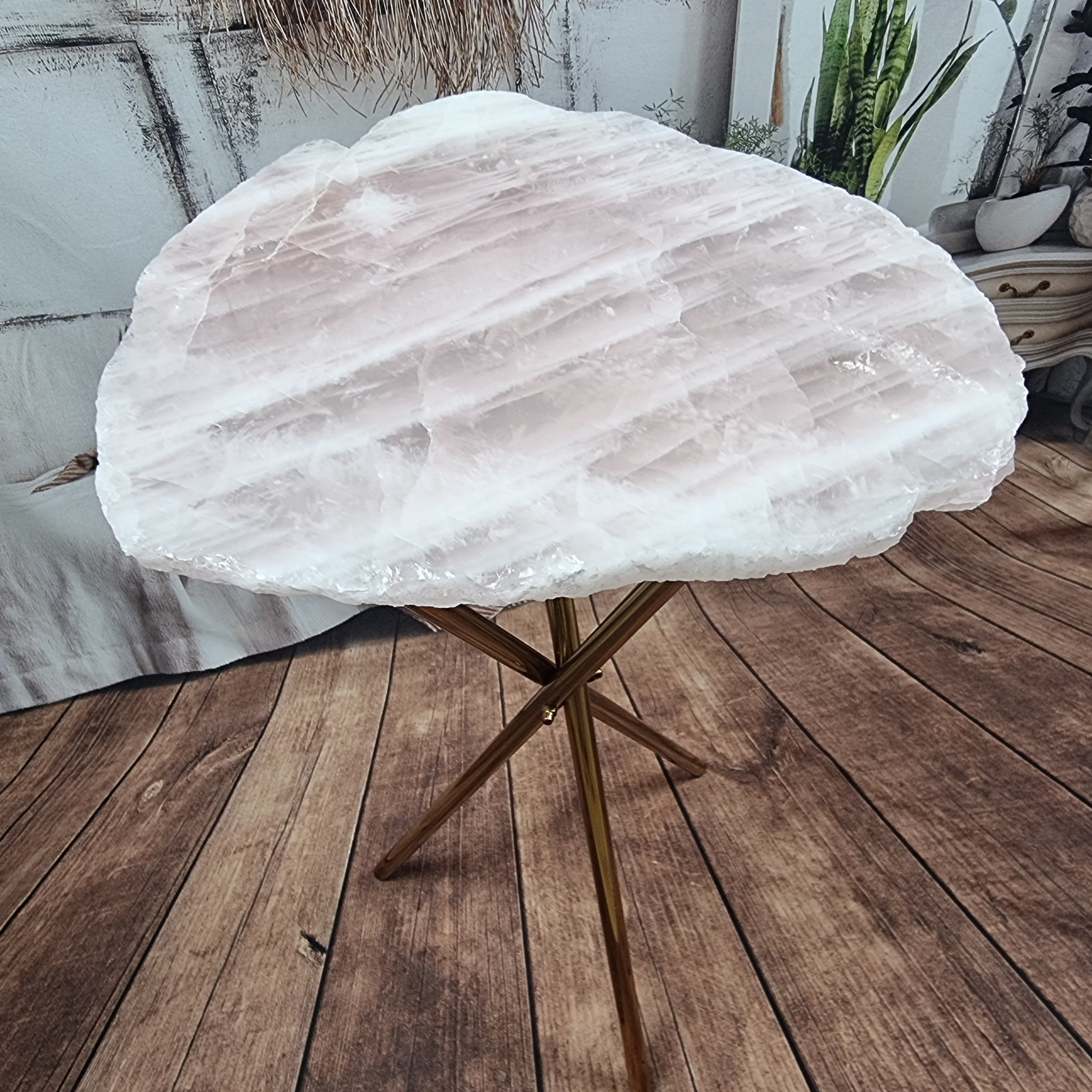 Natural Rose Quartz Side Table Crystal Stone End Table Crystal Table Geode Coffee Table Crystal