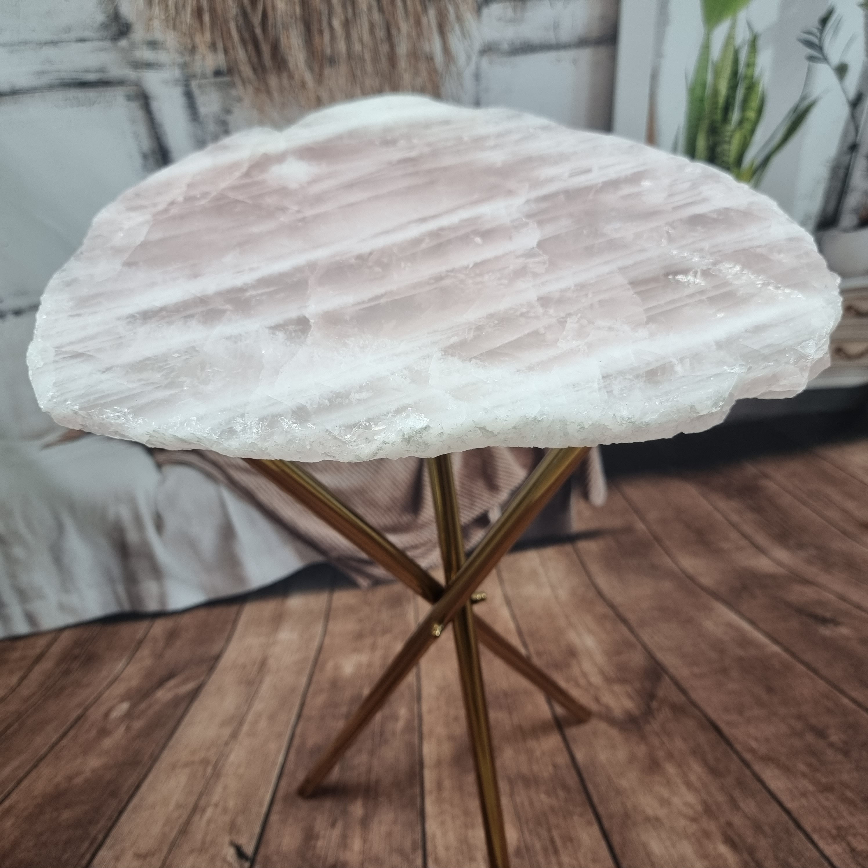 Natural Rose Quartz Side Table Crystal Stone End Table Crystal Table Geode Coffee Table Crystal