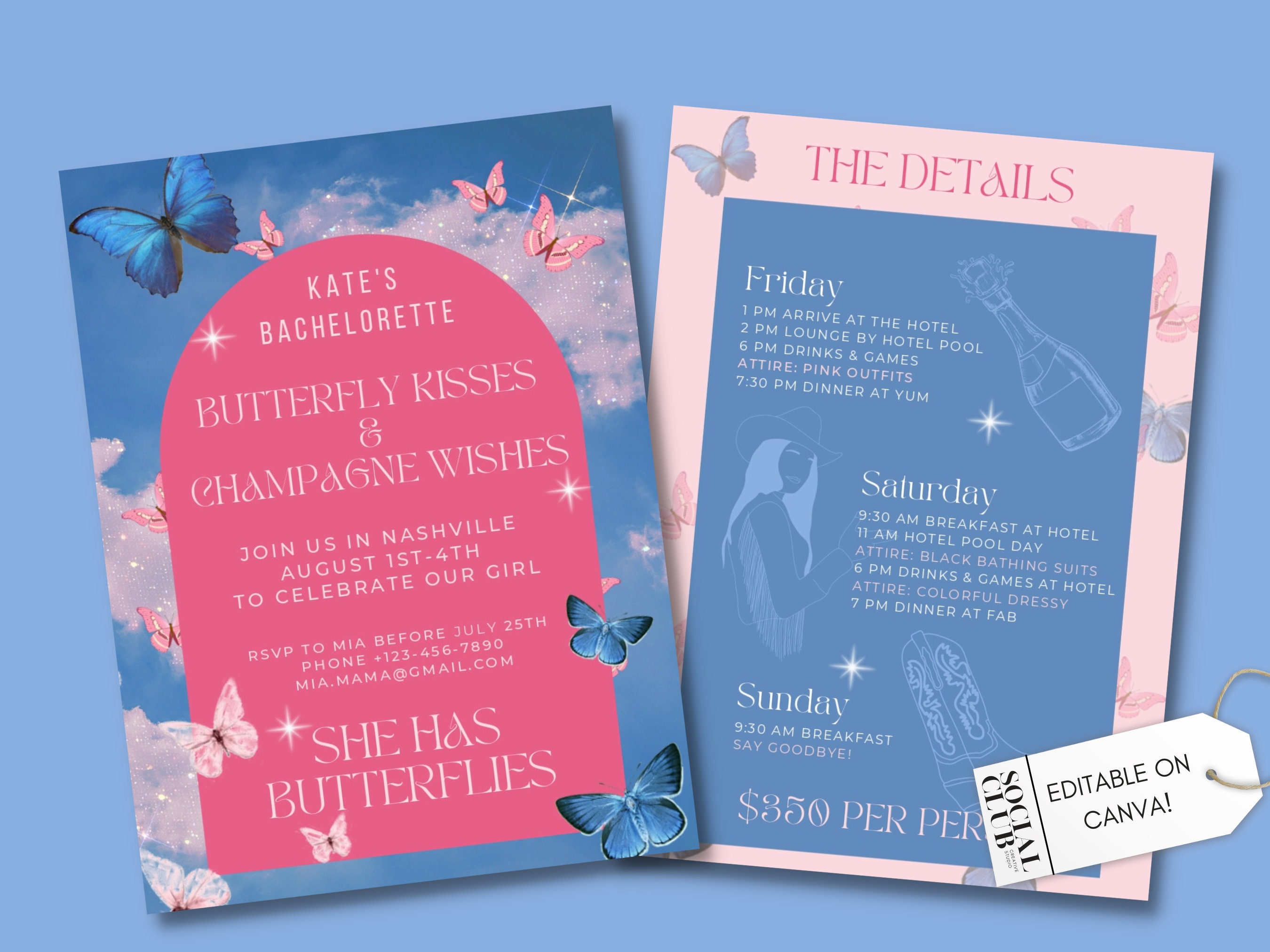 KATE You Give Me Butterflies bachelorette Invitation cosmic cowgirl kacey musgraves Editable PDF Instant Download disco