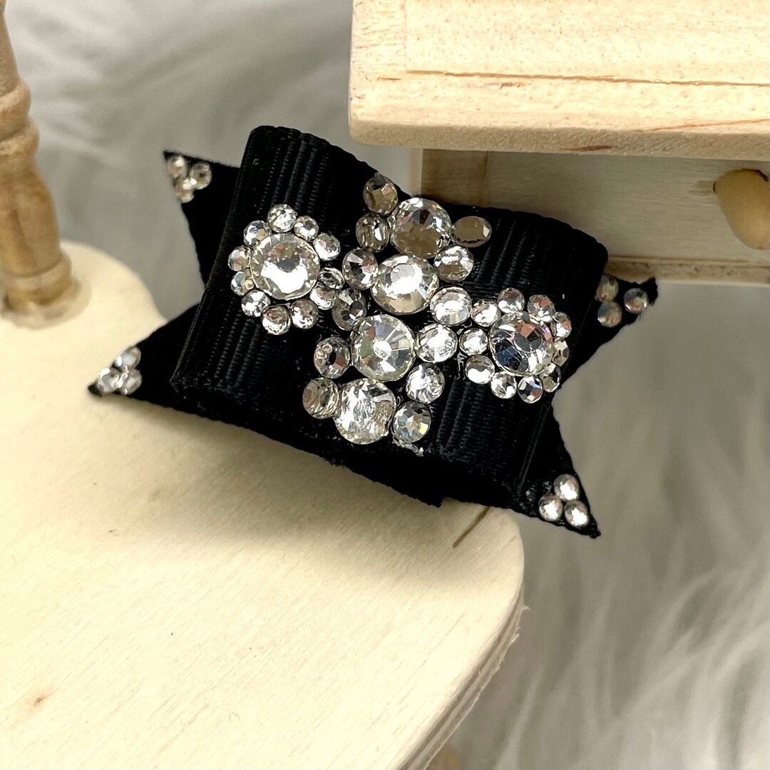 1 Black Dog Show Bow Top Knot Hand Made by ana.witchcraft Etsy