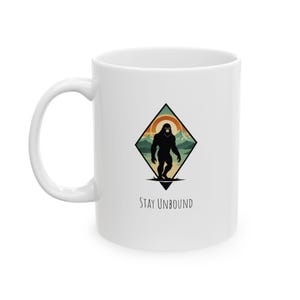 M001 Big Foot Ceramic Mug, 11oz - Sasquatch Wanderlust Coffee Cup, Yeti Mug, Cryptid Tea Mug, Outdoor Adventure Camping Mug, Mythical