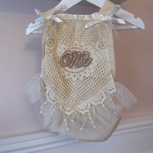 1st Birthday romper-beige Boho Lace Romper sash -Baby girls lace romper-Ivory-Cake Smash outfit-Baby Girl Clothes