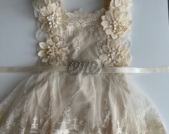 1st birthday dress /with a statement ONE / baby girl / first birthday / Cake Smash / rhinestone / Embellished / Boho  / party dress