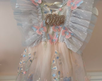 1st birthday floral butterfly dress / cake smash photoshoot / party occasion outfit