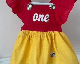 ONEhundred Acre wood Winnie the Pooh 1st birthday cakesmash dress