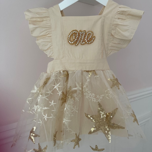 1st birthday star embellished romper dress age 12months