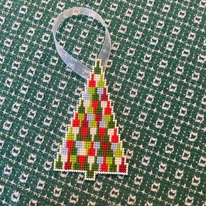 Handmade CrossStitch Tree 2 Christmas Ornament/Gift Tag