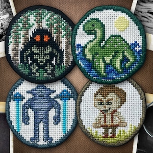 Cryptid Patch Pattern Pack - Nessie & Friends - Cross Stitch Embroidery Loch Ness Monster Momo Melonheads Digital PDF (Not a Finished Item!)