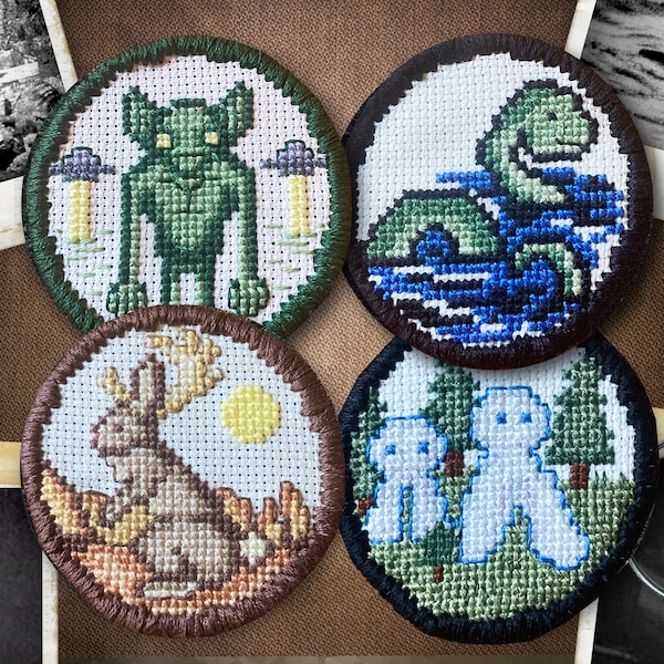 Cryptid Patch Pattern Pack - Ogopogo & Friends - Cross Stitch Alien Embroidery Jackalope Digital Download PDF (Not a Finished Item!!)