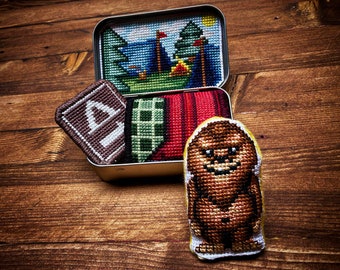Altoids Tin Bigfoot - Cross Stitch Pattern Embroidery Cryptid Sasquatch Camping Woods Toy Cute Pocket Tin PDF (Not a Finished Item or Kit!)