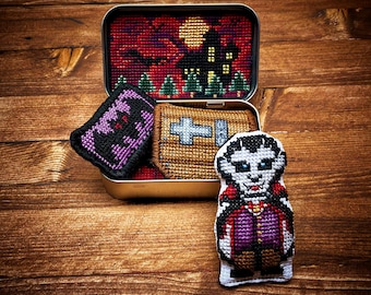 Altoids Tin Insert Vampire - Cross Stitch Pattern Embroidery Halloween Horror Movie Monster Dracula Toy PDF (Not a Finished Item or Kit!)