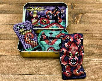 Altoids Tin Insert Kraken - Cross Stitch Pattern Embroidery Sea Monster Giant Squid PDF (Not a Finished Item or Kit!)