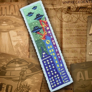 Mars Attacks - Alien Bookmark Pattern Cross Stitch Embroidery Cryptid UFO Roswell Digital Download PDF (Not a Finished Item!)