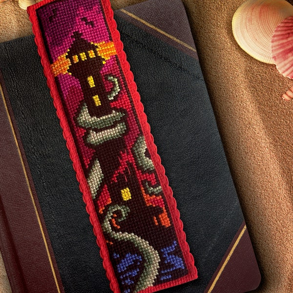 Kraken Vs Lighthouse - Bookmark Pattern Cross Stitch Embroidery Cryptid Nautical Digital Download PDF (Not a Finished Item!)