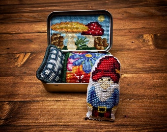 Altoids Tin Insert Summer Gnome - Cross Stitch Pattern Embroidery Garden Gnome Flowers Mushrooms Toy PDF (Not a Finished Item or Kit!)