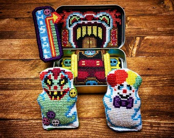Altoids Tin Insert Carnival Ghost Train - Cross Stitch Pattern Embroidery Halloween Goth Spooky Horror Clown PDF (Not Finished Item or Kit!)