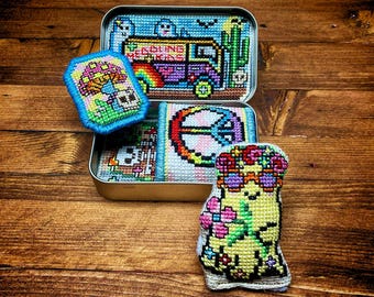 Altoids Tin Insert Ghost Hippie - Cross Stitch Pattern Embroidery Halloween Hippy Mystery True Crime PDF (Not a Finished Item or Kit!)