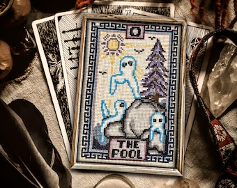 The Fool Fresno Nightcrawlers Tarot - Cross Stitch Pattern Embroidery Cryptid Alien UFO PDF (Not a Finished Item!)
