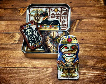 Altoids Tin Insert Queen Mummy - Cross Stitch Pattern Embroidery Halloween Horror Movie Monster Egyptian PDF (Not a Finished Item or Kit!)
