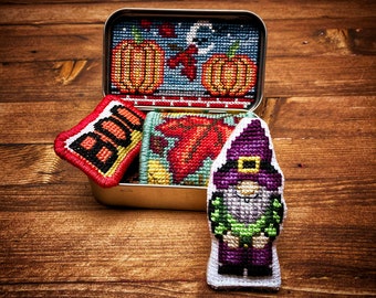 Altoids Tin Insert Fall Gnome - Cross Stitch Pattern Embroidery Garden Gnome Halloween Autumn PDF (Not a Finished Item or Kit!)