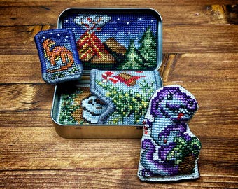 Altoids Tin Insert T-Rex Dinosaur - Cross Stitch Pattern Embroidery Tyrannosaurus Jurassic Movie Monster PDF (Not a Finished Item or Kit!)