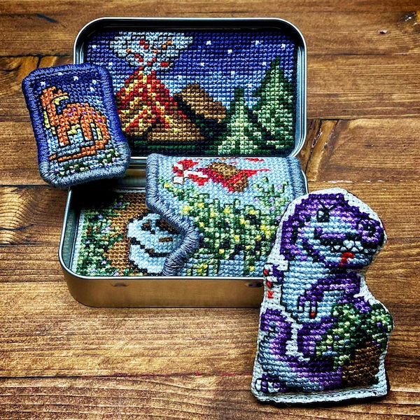 Altoids Tin Insert T-Rex Dinosaur - Cross Stitch Pattern Embroidery Tyrannosaurus Jurassic Movie Monster PDF (Not a Finished Item or Kit!)