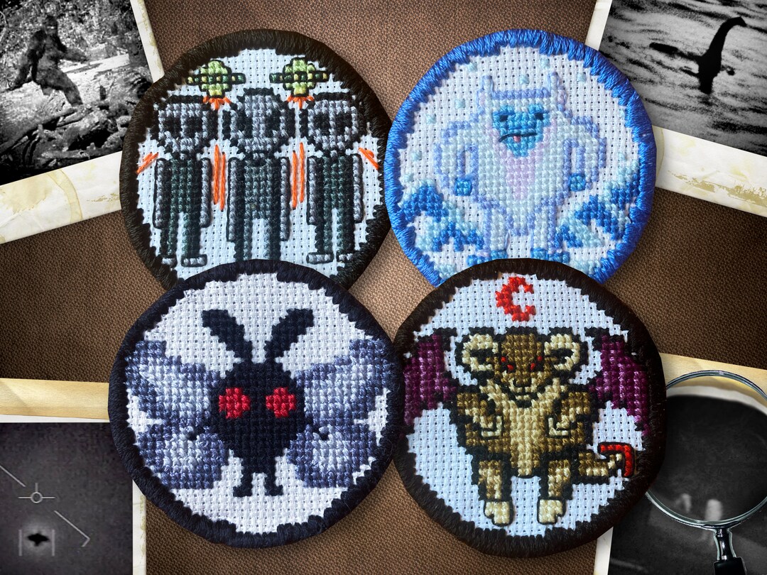 Cryptid Patch Pattern Pack - Mothman & Friends - Cross Stitch ...