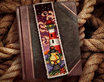 Lantern & Lighthouse - Bookmark Pattern Cross Stitch Embroidery Nautical Digital Download PDF (Not a Finished Item or Kit!)